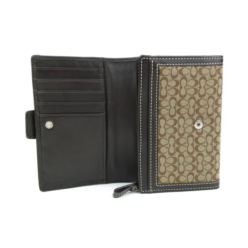 Coach Soho Signature Khaki Brown Mini C Small Trifold Wallet